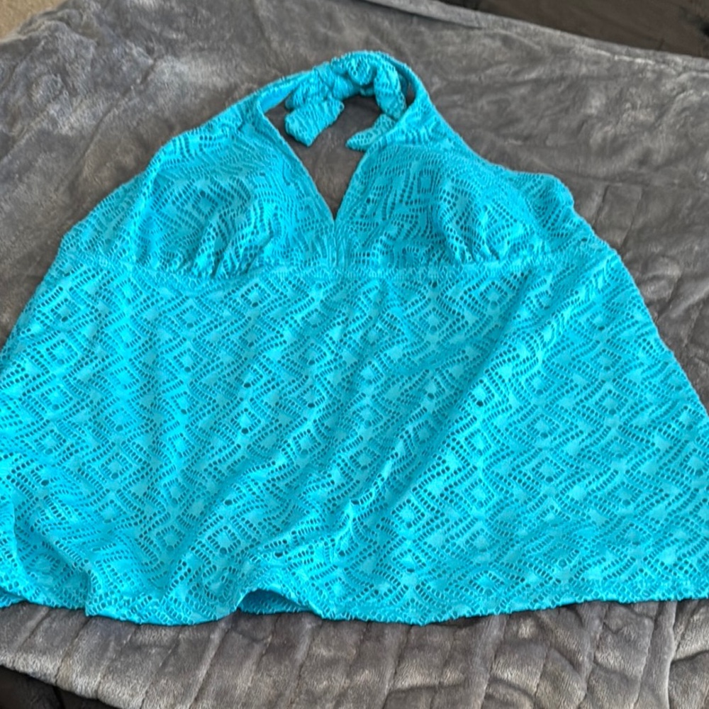 Aqua Blue Halter Tankini Top
